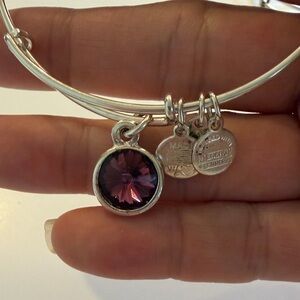 Alex and Ani Silver Bracelet with Purple Charm